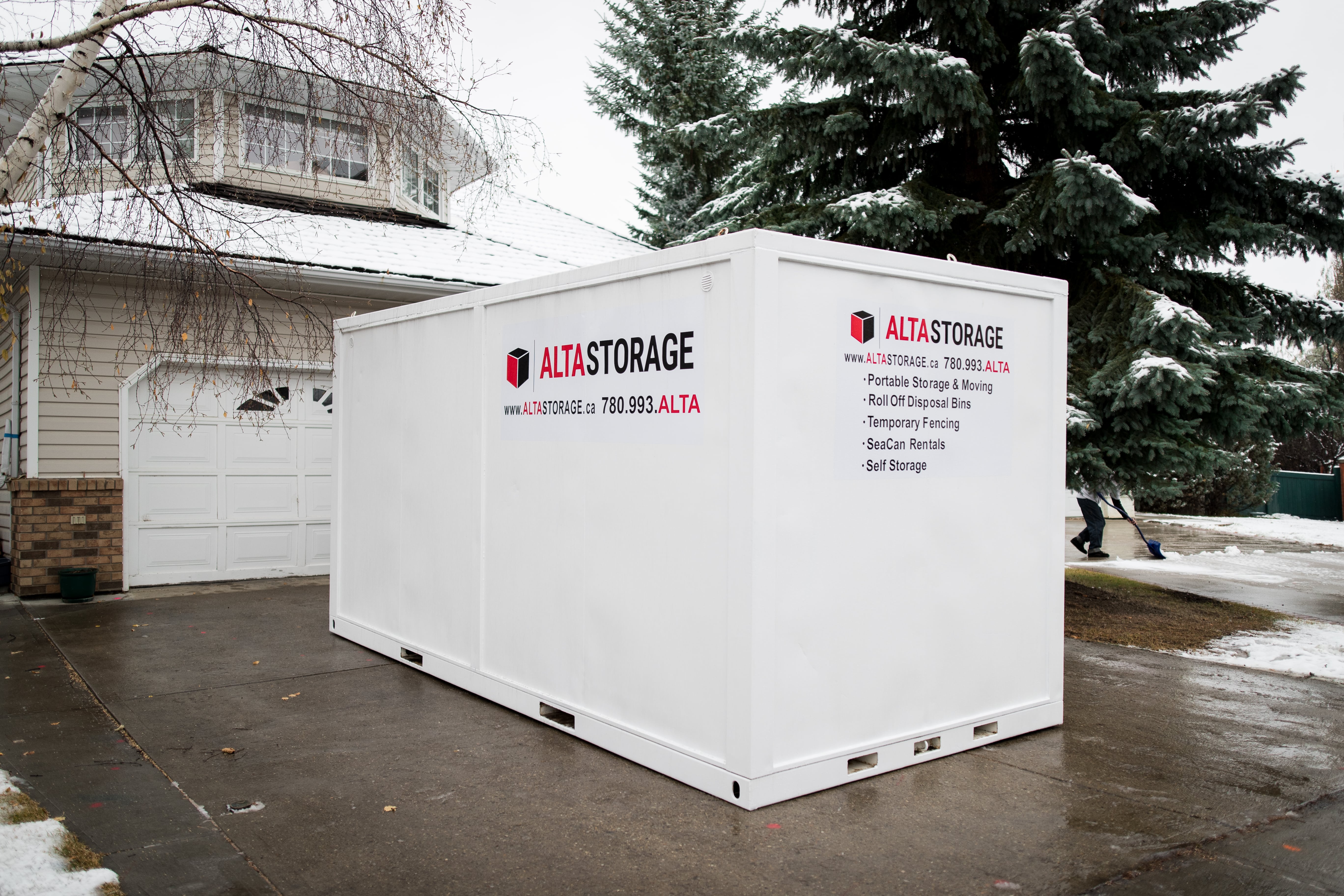 ALTA Storage Portable Storage Unit on a driveway in Edmonton