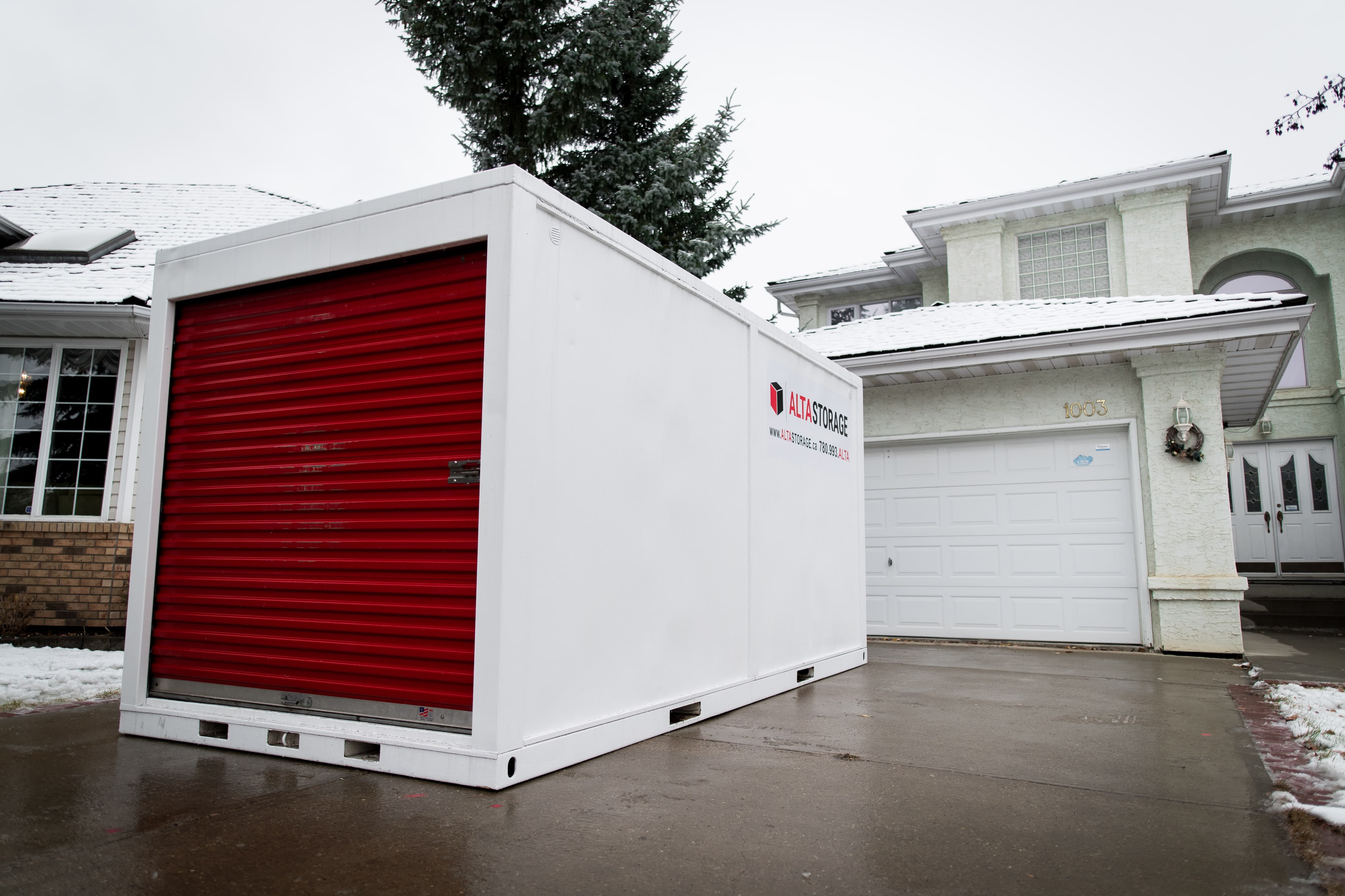 ALTA Storage Portable Storage Unit on a driveway in Edmonton